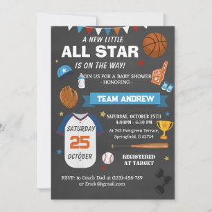 Persönliche Sport-All-Star-Baby-Party Einladung