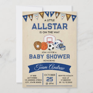 Persönliche Sport-Baby-Shower-Einladung Allstar Einladung