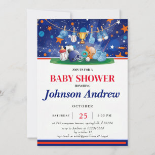 Persönliche Sport-Baby-Shower-Einladung Blau Einladung
