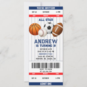 Persönliche Sport-Ticket-All-Star-Party Einladung