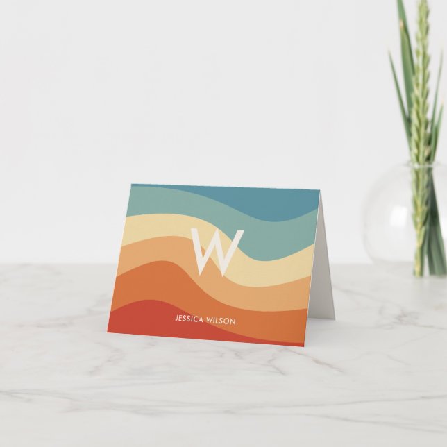 Persönliche Stationierung für Wavy Retro Striped M Karte (Vorderseite)