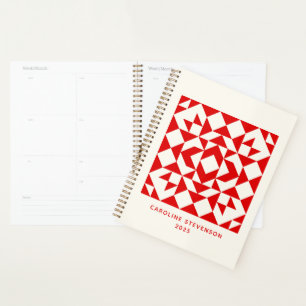 Persönliche Vintage-Rote Weihnachts-Geometrie-Deck Planer