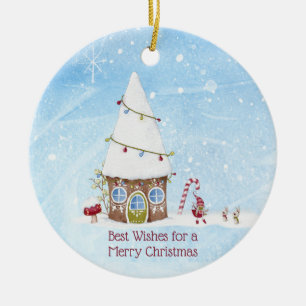 Persönliche Weihnachtsgrüße Gnom Szene Weihnachten Keramik Ornament