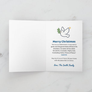Persönliche Weihnachtstaube 'Fürst des Friedens' Karte