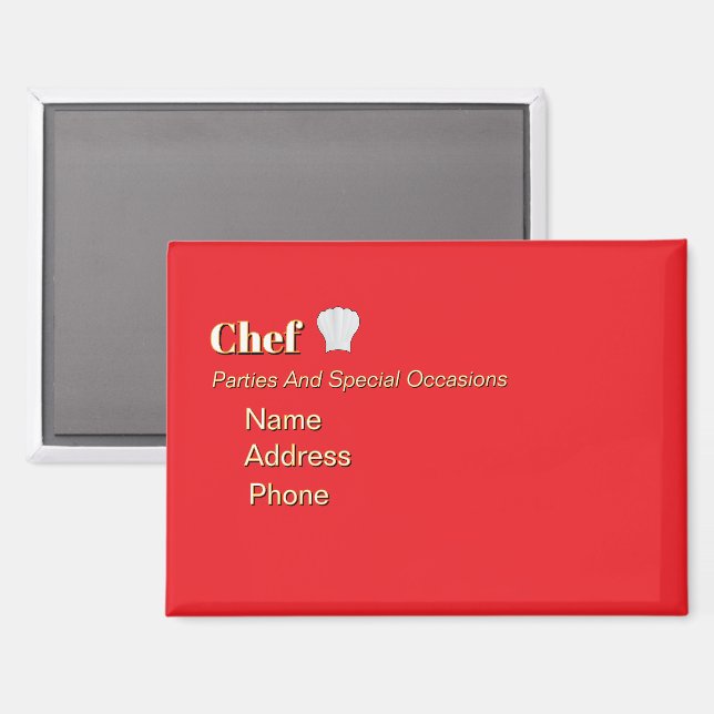 Persönliche Werbung für Koch Magnet (Vorderseite/Rückseite)