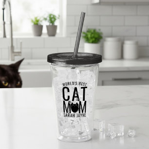 Persönlicher Acrylbecher 'Beste Katzenmutter der W Acryltrinkbecher