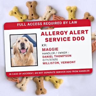 Persönlicher Allergie-Alarm-Servicehund-Fotoauswei Ausweis