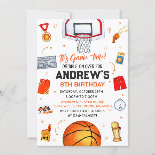 Persönlicher Basketball Geburtstag mit Foto Einladung