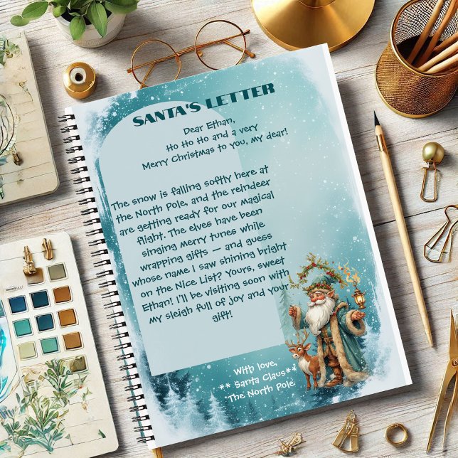 Persönlicher Brief von einem Nordpol-Rentier von S Notizbuch (Personalized Santa Letter From North Pole Reindeer Notebook)