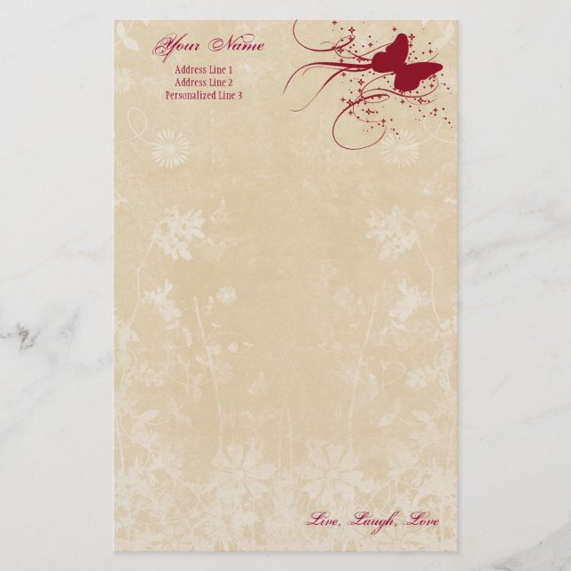 Persönlicher Briefpapier-Briefkopf, Schmetterling Briefpapier (Vorderseite)