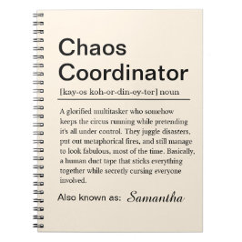 Persönlicher Chaos-Koordinator-Definition Notizblock