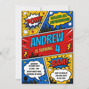 Persönlicher Comic-Superhelden-Geburtstag Einladung