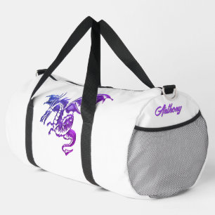 Persönlicher fliegender lila Drache auf weißem Hin Duffle Bag