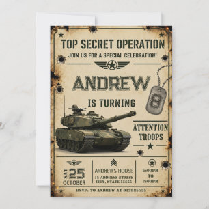 Persönlicher Geburtstag eines Armee-Panzers Einladung
