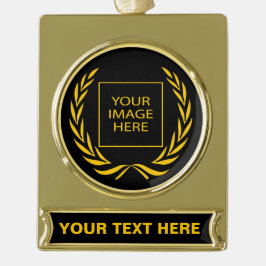 Persönlicher Golden Laurel Wreath Banner-Ornament Gold