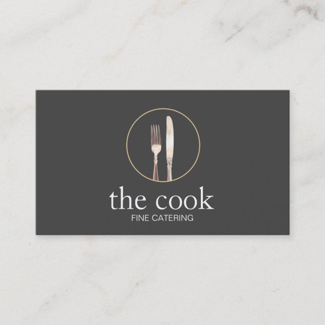 Persönlicher Koch Eleganter Catering Fork & Knife  Visitenkarte (Vorderseite)