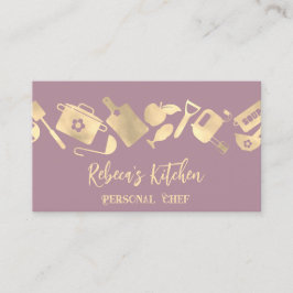 Persönlicher Koch Restaurant Catering Logo QR Lila Visitenkarte
