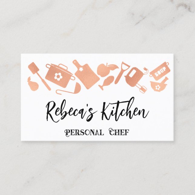 Persönlicher Koch Restaurant Catering QR Logo Weiß Visitenkarte (Vorderseite)