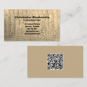 Persönlicher Koch Tan Snake Skin Textur QR Code Visitenkarte