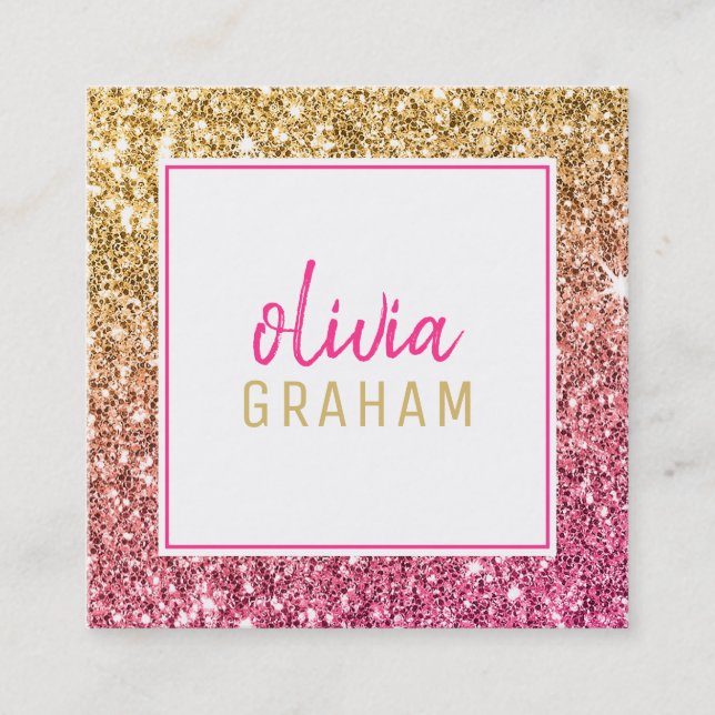 PERSÖNLICHER KONTAKT Fett grenzenloser Glitzer in  Quadratische Visitenkarte (Vorderseite)