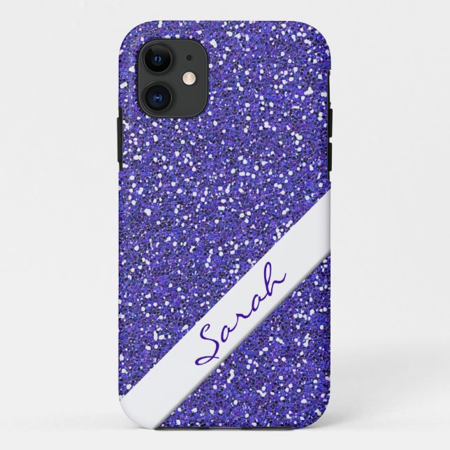 Persönlicher Lila Glitzer Case-Mate iPhone Hülle (Rückseite)