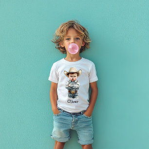 Persönlicher mürrischer Cowboy im Denim-Outfit T-Shirt