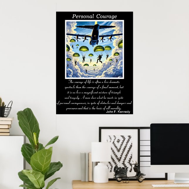 Persönlicher Mut: Im Flugzeug Abstammung Poster (Heimbüro)