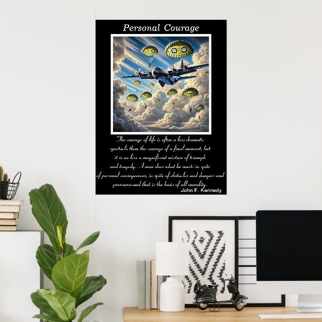 Persönlicher Mut: Von den Höhen springen Poster (Heimbüro)