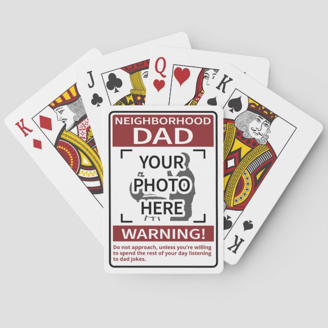 Persönlicher Nachbarschafts-Vater-Schild Rot Spielkarten (Rückseite)
