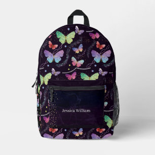 Persönlicher Name Elegant Lila Schmetterlinge Bedruckter Rucksack