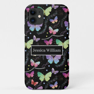 Persönlicher Name Elegant Lila Schmetterlinge Case-Mate iPhone Hülle