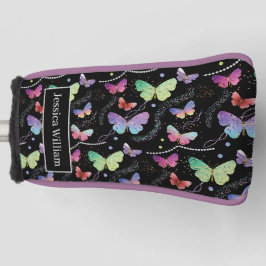 Persönlicher Name Elegant Lila Schmetterlinge Golf Headcover