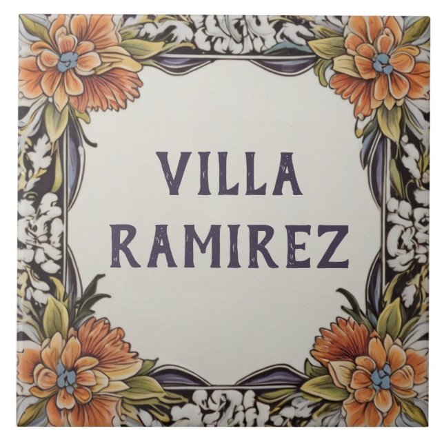 Persönlicher Name Plate Hawaii Floral Plaque Fliese (Vorderseite)