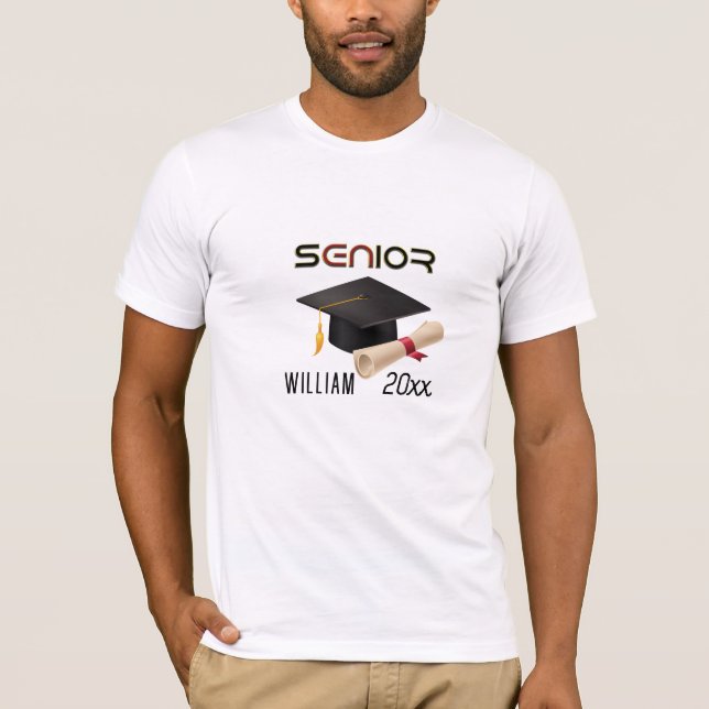 Persönlicher Name, Senior graduiert 2023 T-Shirt (Vorderseite)