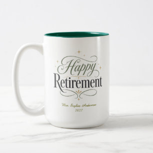 Persönlicher Name zum Ruhestand Zweifarbige Tasse