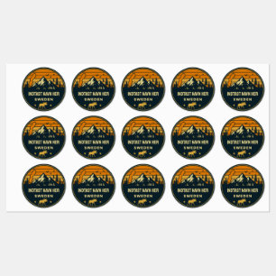 Persönlicher Ortsname rund um Schweden Design Etiketten