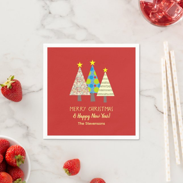 Persönlicher roter Weihnachtsbaum Serviette (Beispiel)