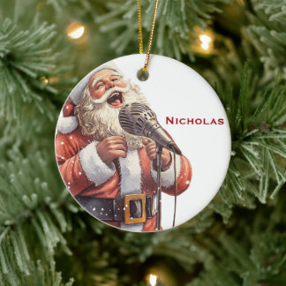 Persönlicher singender Weihnachtsmann Keramik Ornament