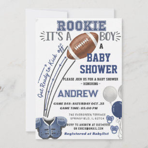 Persönlicher Touchdown Navy Blau Fußball Baby Show Einladung