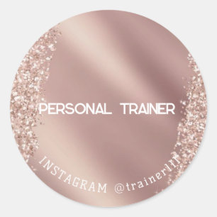 Persönlicher Trainer rosa Glitter Runder Aufkleber