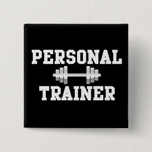 Persönlicher Trainer Schwarzweiss-Dumbell Trainin Button