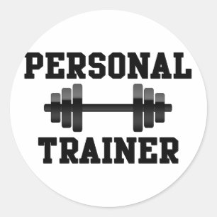 Persönlicher Trainer Schwarzweiss-Dumbell Trainin Runder Aufkleber