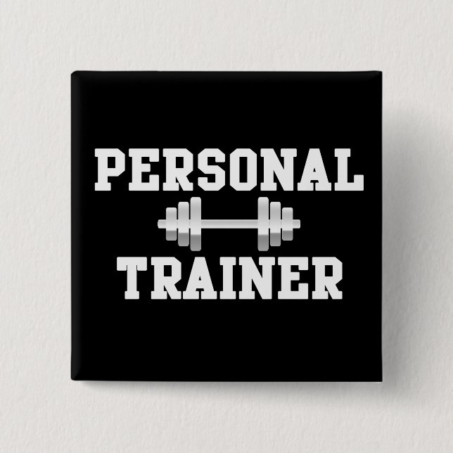 Persönlicher Trainer Schwarzweiss-Dumbell Training Button (Vorderseite)