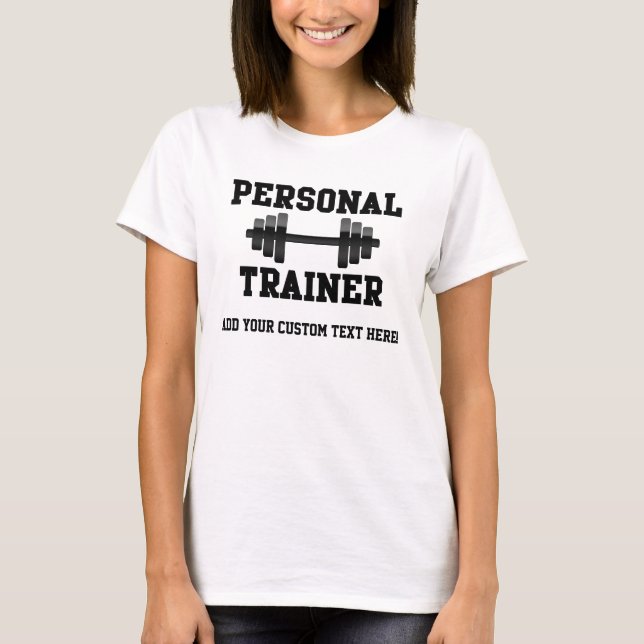 Persönlicher Trainer Schwarzweiss-Dumbell Training T-Shirt (Vorderseite)