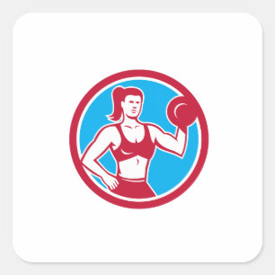 Persönlicher Trainer Weibliche Lifting Dumbell Ci Quadratischer Aufkleber