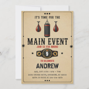 Persönlicher Vintage-Boxing-Geburtstag Einladung
