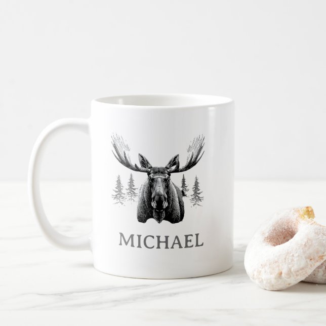 Persönlicher Wald-Elch im Winter   Kaffeetasse (Mit Donut)