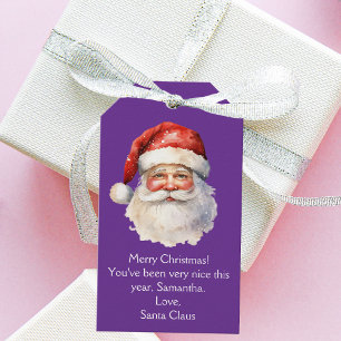 Persönlicher Weihnachtsmann in Lila Geschenkanhänger