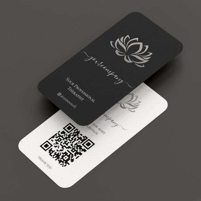 Persönlicher Wellnesstherapeut Elegant Silver Lotu Visitenkarte (Personal Wellness Therapist Elegant Silver Lotus Business Card
)