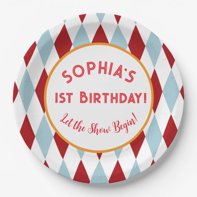 Persönlicher Zirkus-Geburtstag Pappteller (Vorderseite)